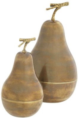 Casa Padrino Luxus Aufbewahrungsboxen Set mit Deckel in Birnenform Vintage Messing