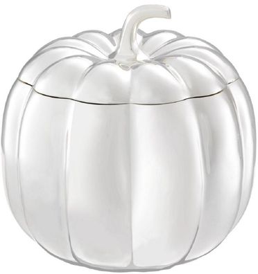 Casa Padrino Luxus Aufbewahrungsbox in Kürbisform Silber Ø 21,5 x H. 22 cm - Deko Kür