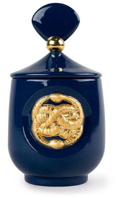 Casa Padrino Luxus Duftspender Schlangen Dunkelblau / Gold Ø 11 x H. 21 cm - Runder P