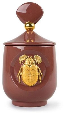 Casa Padrino Luxus Duftspender Skarabäus Rot / Gold Ø 11 x H. 21 cm - Runder Po