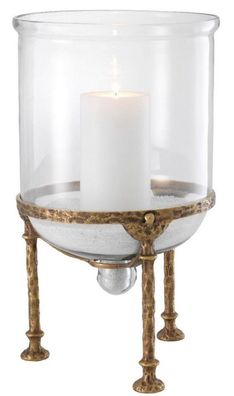 Casa Padrino Luxus Kerzenleuchter Vintage Messing Ø 28,5 x H. 50 cm - Luxus Accessoir