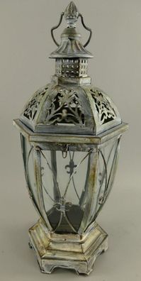 Casa Padrino Jugendstil Laterne Antik Silber 25 x 25 x H. 58 cm - Metall Tischlaterne