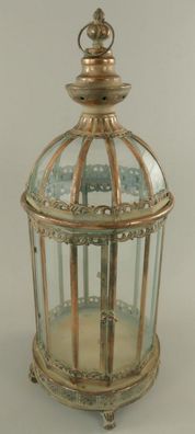 Casa Padrino Jugendstil Laterne Antik Kupferfarben H. 65 cm - Metall Tischlaterne mit