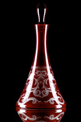Casa Padrino Luxus Weinkaraffe Rot / Silber Ø 17 x H. 36 cm - Mundgeblasene und handg