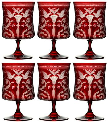 Casa Padrino Luxus Brandy Glas 6er Set Rot / Silber Ø 9 x H. 14,5 cm - Handgefertigte