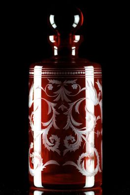 Casa Padrino Luxus Whisky Karaffe Rot / Silber Ø 12,5 x H. 20 cm - Mundgeblasene und