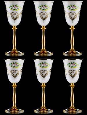 Casa Padrino Luxus Barock Likörglas 6er Set Weiß / Mehrfarbig / Gold Ø 5,5 x H. 17 cm