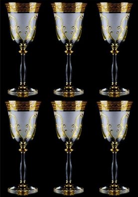 Casa Padrino Luxus Barock Likörglas 6er Set Weiß / Gold Ø 5,5 x H. 17 cm - Handgefert