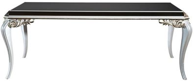 Casa Padrino Luxus Barock Esstisch Weiß / Gold / Schwarz 207 x 104 x H. 78 cm - Massi