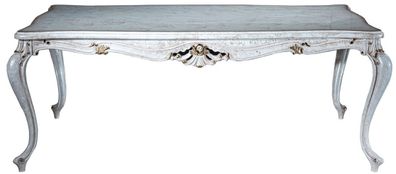 Casa Padrino Luxus Barock Esstisch Antik Weiß / Gold 201 x 102 x H. 80 cm - Massivhol