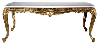 Casa Padrino Luxus Barock Esstisch Weiß / Gold 202 x 102 x H. 80 cm - Massivholz Küch