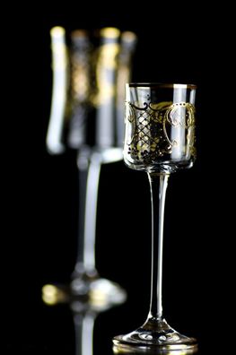 Casa Padrino Luxus Barock Likörglas 6er Set Gold Ø 6 x H. 17,5 cm - Handgefertigte un
