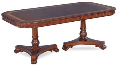 Casa Padrino Luxus Jugendstil Esstisch Braun / Dunkelbraun / Gold 212-312 x 115 x H