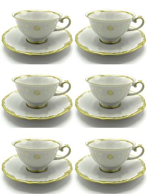 Casa Padrino Luxus Barock Kaffeetassen 6er Set Weiß / Gold - Edles Reichenbach Porzel