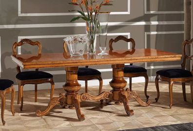 Casa Padrino Luxus Biedermeier Esstisch Braun - Handgefertigter Massivholz Esszimmert