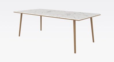 Casa Padrino Luxus Esstisch Weiß / Naturfarben 210 x 110 x H. 75 cm - Moderner Eichen