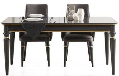 Casa Padrino Luxus Art Deco Esstisch Grau / Gold 170-208 x 90 x H. 76 cm - Edler ausz