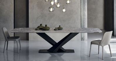 Casa Padrino Luxus Esstisch Grau / Schwarz 300 x 120 x H. 75 cm - Esszimmertisch mit