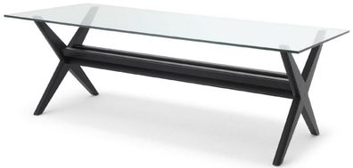 Casa Padrino Luxus Esstisch Schwarz 230 x 100 x H. 77 cm - Massivholz Küchentisch mit