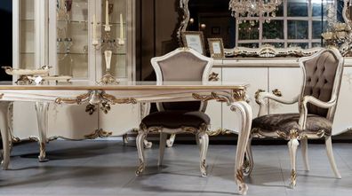 Casa Padrino Luxus Barock Esszimmer Set - 1 Barock Esstisch & 8 Barock Esszimmerstühl
