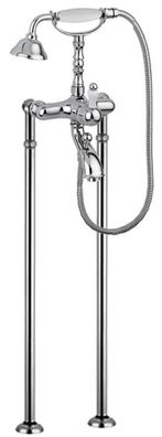 Casa Padrino Jugendstil Badewannen Armatur Silber / Weiß H. 105,5 cm - Nostalgische B