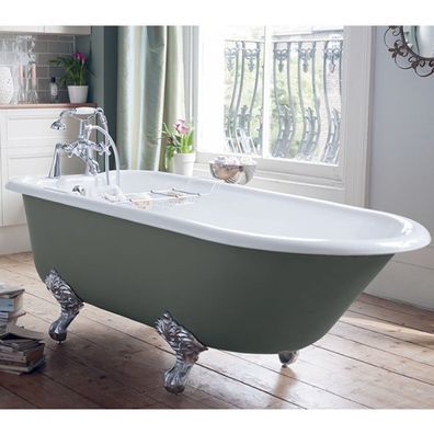 Casa Padrino Luxus Gusseisen Badewanne Hellgrau / Weiß 170 cm - Freistehende Badewann