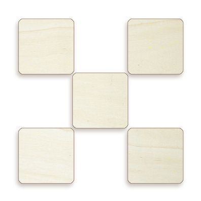 Echtholz Magnete im Set - Lindenholz quadratisch