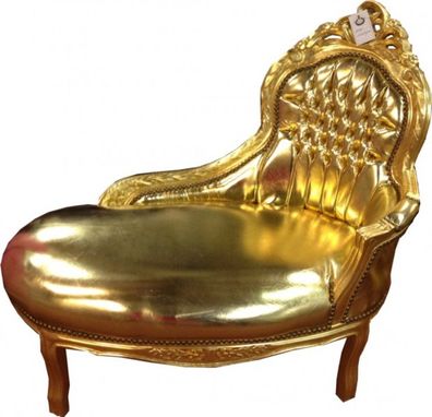 Barock Kinder Chaiselongue Gold/Gold Lederoptik - Tron Barock Möbel