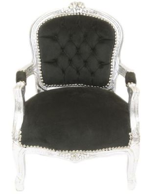 Casa Padrino Barock Kinder Stuhl Schwarz / Silber - Kindermöbel