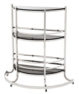 Casa Padrino Luxus Bar Trolley Servierwagen aus Edelstahl und Glas 95 x 42,5 x H. 100