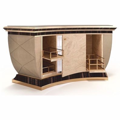 Casa Padrino Luxus Bartheke mit Kühlschrank Beige / Schwarz / Gold / Bronze 225 x 102