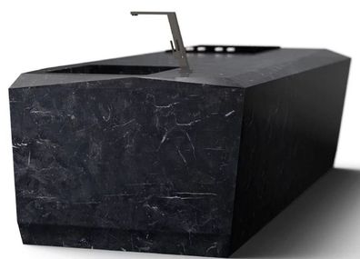Casa Padrino Luxus Küchenblock aus hochwertigem Marquina Marmor Schwarz 270 x 100 x H