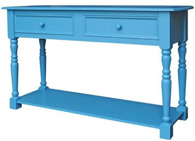 Casa Padrino Landhausstil Konsolentisch mit 2 Schubladen und Regal Blau 152 x 51 x H