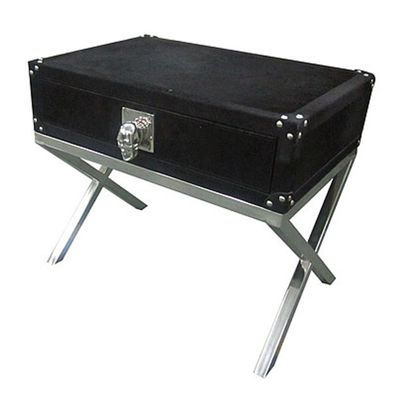 Casa Padrino Konsole Skull mit schwarzem Kunstfell 60x40x50cm