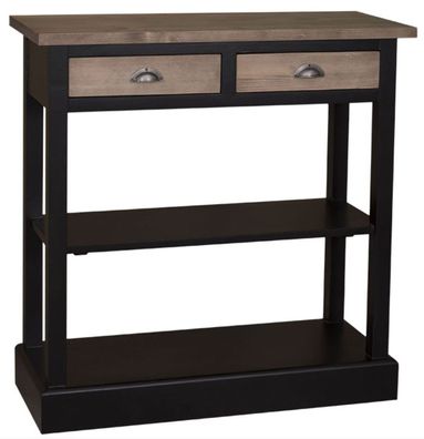 Casa Padrino Landhausstil Küchenkonsole Schwarz / Braun 85 x 35 x H. 89 cm - Landhaus