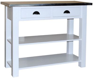 Casa Padrino Landhausstil Konsole mit 2 Schubladen Weiß / Silber 110 x 45 x H. 89 cm
