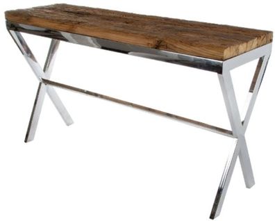 Casa Padrino Luxus Konsole Braun / Silber 140 x 40 x H. 80 cm - Konsolentisch mit rus