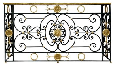 Casa Padrino Luxus Barock Konsole Weiß / Schwarz / Antik Gold 172 x 51 x H. 95 cm - B