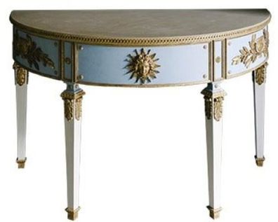 Casa Padrino Luxus Barock Konsole Blau / Weiß / Gold 150 x 75 x H. 91 cm - Handgefert