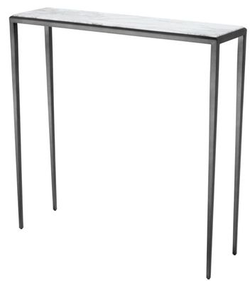 Casa Padrino Wohnzimmer Konsole in bronze mit weißer Marmorplatte 90 x 24,5 x H. 90 c