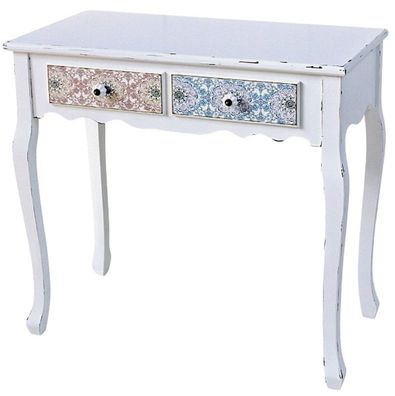 Casa Padrino Landhausstil Konsole Antik Weiß / Mehrfarbig 80 x 40 x H. 74 cm - Shabby