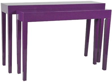 Casa Padrino Luxus Konsolen 2er Set Lila - Handgefertigte Lackmöbel