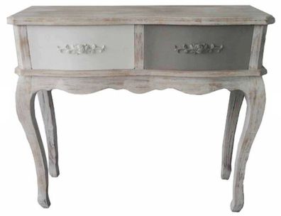 Casa Padrino Landhausstil Konsole Antik Weiß / Mehrfarbig 91 x 33 x H. 80 cm - Konsol