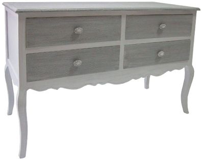 Casa Padrino Landhausstil Konsole mit 4 Schubladen Antik Weiß / Grau 120 x 45 x H. 80