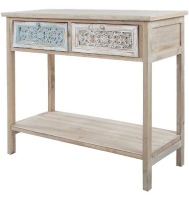 Casa Padrino Landhausstil Konsole Antik Weiß / Naturfarben 85 x 37 x H. 77 cm - Handg