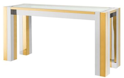 Casa Padrino Luxus Edelstahl Konsole Silber / Gold 160 x 50 x H. 78 cm - Designer Kon