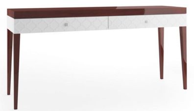 Casa Padrino Luxus Konsolentisch mit 2 Schubladen Hochglanz Braun / Weiß 171,4 x 45 x