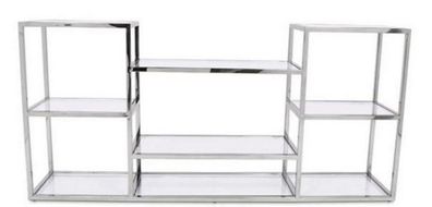 Casa Padrino Luxus Konsole Silber 160 x 38 x H. 75 cm - Edelstahl Konsolentisch mit G