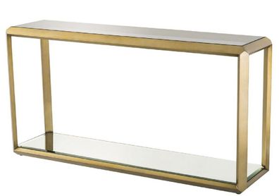 Casa Padrino Luxus Konsole Messingfarben / Schwarz 150 x 40 x H. 78 cm - Edelstahl Ko