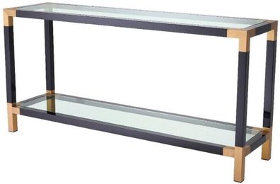 Casa Padrino Luxus Konsole Schwarz / Messingfarben 150 x 40 x H. 75 cm - Edelstahl Ko